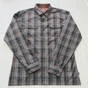 Kuhl Shirt Mens Medium Gray Plaid Flannel Long Sleeve Button Up Chest Pocket